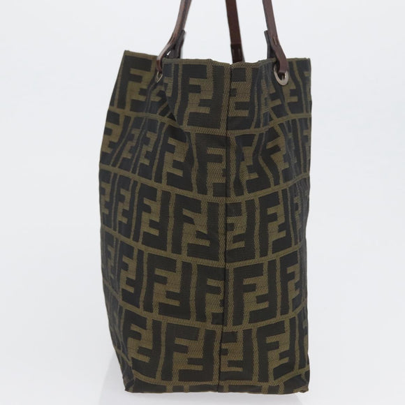 FENDI Zucca Canvas Tote Bag Black Brown Auth 169725