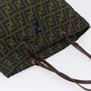 FENDI Zucca Canvas Tote Bag Black Brown Auth 169725-7