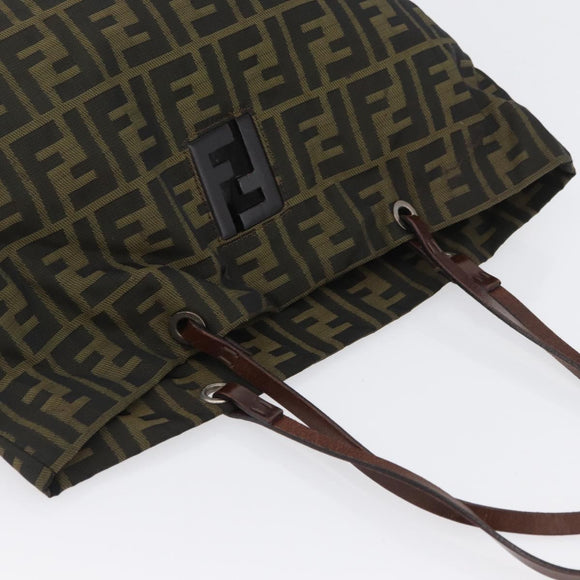 FENDI Zucca Canvas Tote Bag Black Brown Auth 169725