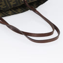 FENDI Zucca Canvas Tote Bag Black Brown Auth 169725-8