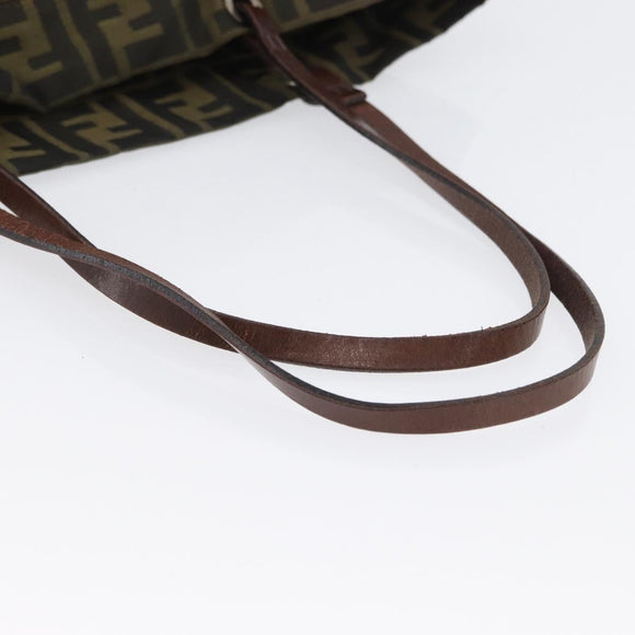 FENDI Zucca Canvas Tote Bag Black Brown Auth 169725