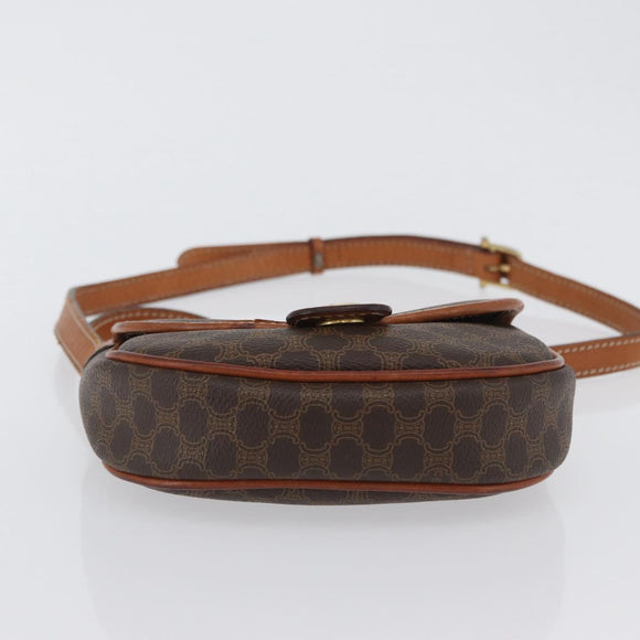 CELINE Macadam Canvas Shoulder Bag PVC Leather Brown Gold Auth 169727