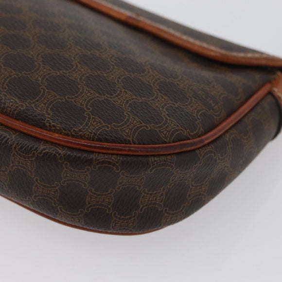 CELINE Macadam Canvas Shoulder Bag PVC Leather Brown Gold Auth 169727