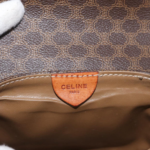 CELINE Macadam Canvas Shoulder Bag PVC Leather Brown Gold Auth 169727