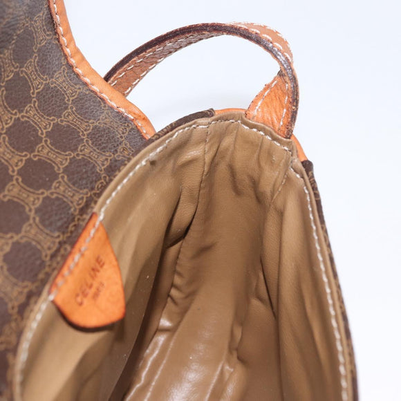CELINE Macadam Canvas Shoulder Bag PVC Leather Brown Gold Auth 169727