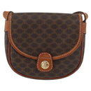 CELINE Macadam Canvas Shoulder Bag PVC Leather Brown Gold Auth 169727-13