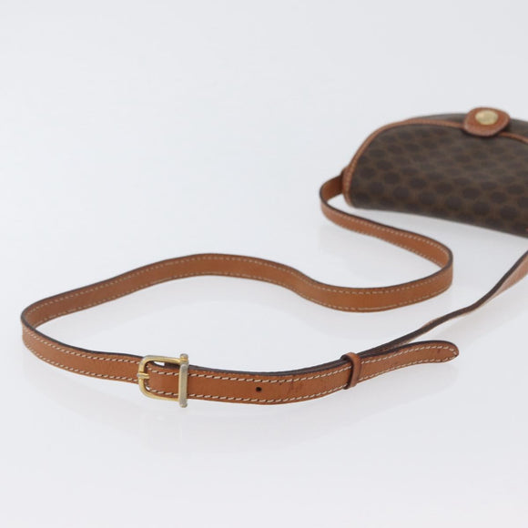 CELINE Macadam Canvas Shoulder Bag PVC Leather Brown Gold Auth 169727