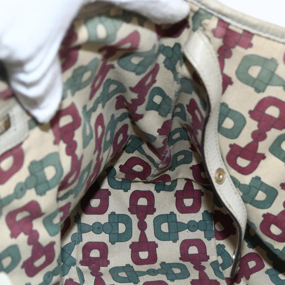 GUCCI GG Canvas Guccissima Horsebit Bag Leather Ivory Gold 137621 Auth 169728