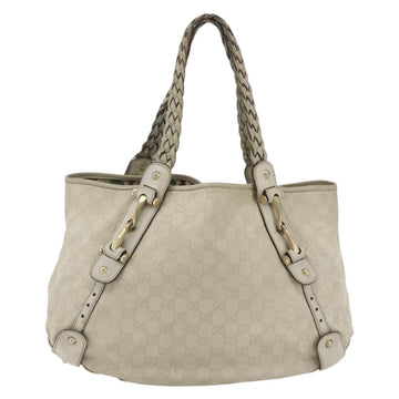 GUCCI GG Canvas Guccissima Horsebit Bag Leather Ivory Gold 137621 Auth 169728 - 0