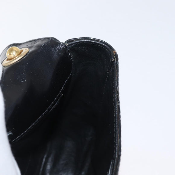 CELINE Chain Shoulder Bag Croco Embossed Black Gold Auth 169732V