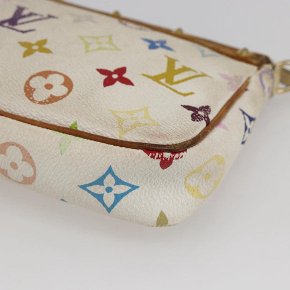 LOUIS VUITTON Multicolor Pochette Accessoires Pouch White M92649 Auth 169737