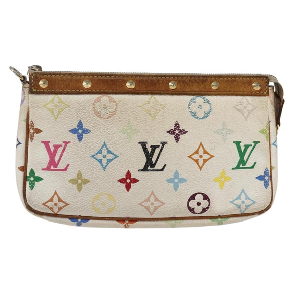 LOUIS VUITTON Multicolor Pochette Accessoires Pouch White M92649 Auth 169737