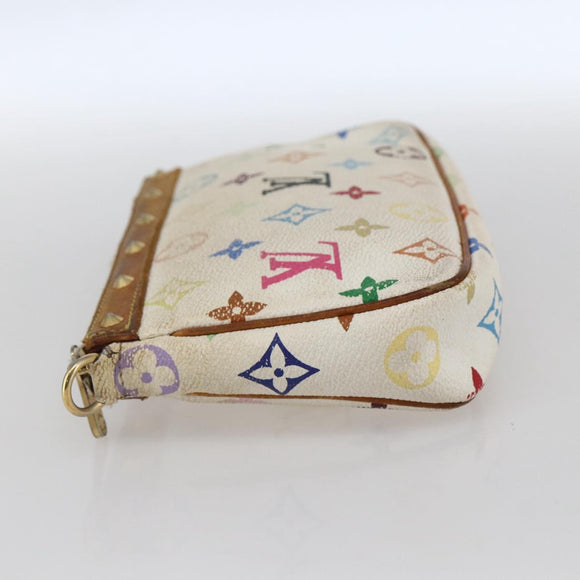 LOUIS VUITTON Multicolor Pochette Accessoires Pouch White M92649 Auth 169737