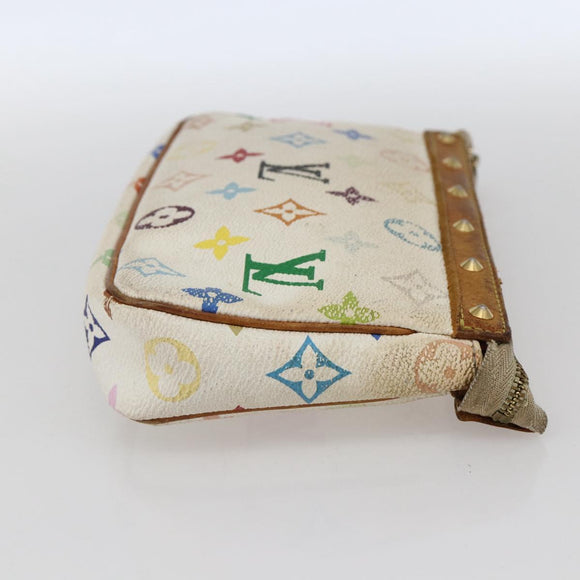 LOUIS VUITTON Multicolor Pochette Accessoires Pouch White M92649 Auth 169737