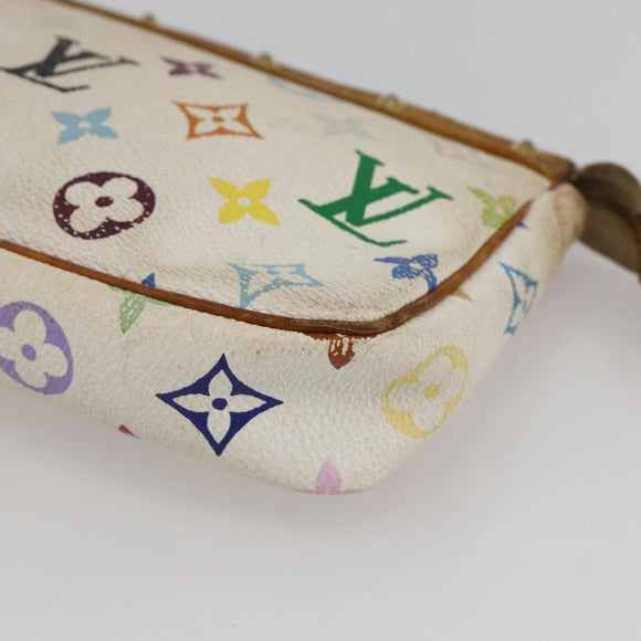 LOUIS VUITTON Multicolor Pochette Accessoires Pouch White M92649 Auth 169737