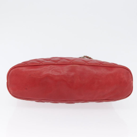 CHANEL Matelasse Chain Shoulder Bag Leather Red Gold CC Auth 169739