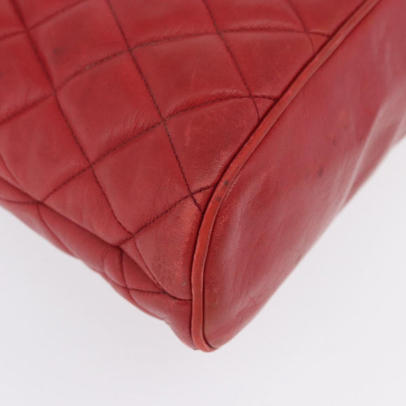 CHANEL Matelasse Chain Shoulder Bag Leather Red Gold CC Auth 169739