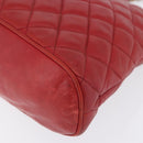 CHANEL Matelasse Chain Shoulder Bag Leather Red Gold CC Auth 169739-12