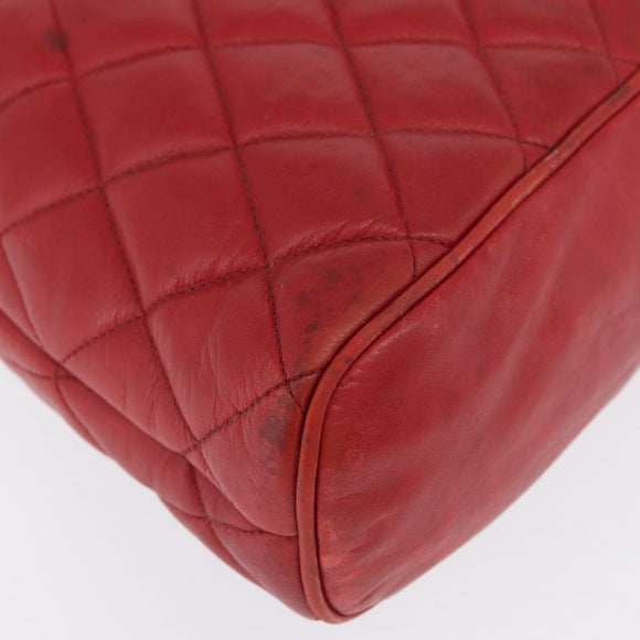 CHANEL Matelasse Chain Shoulder Bag Leather Red Gold CC Auth 169739