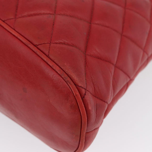 CHANEL Matelasse Chain Shoulder Bag Leather Red Gold CC Auth 169739