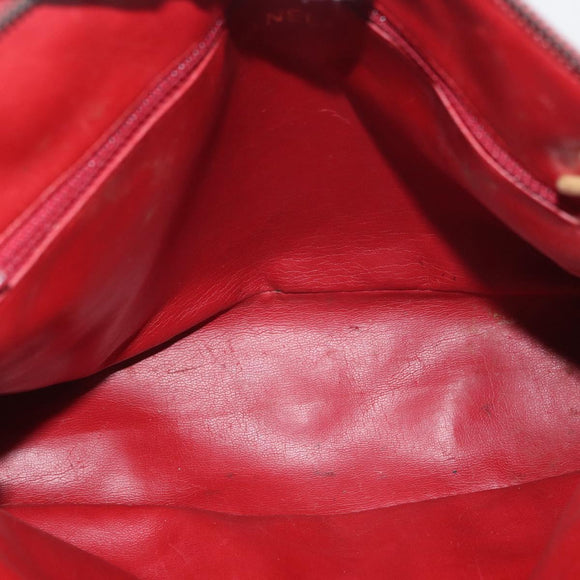 CHANEL Matelasse Chain Shoulder Bag Leather Red Gold CC Auth 169739