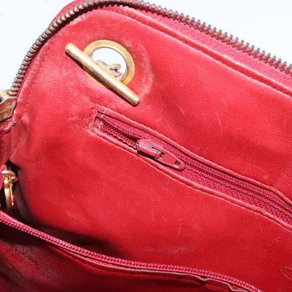 CHANEL Matelasse Chain Shoulder Bag Leather Red Gold CC Auth 169739