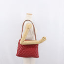 CHANEL Matelasse Chain Shoulder Bag Leather Red Gold CC Auth 169739-25