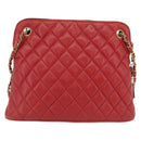 CHANEL Matelasse Chain Shoulder Bag Leather Red Gold CC Auth 169739-3