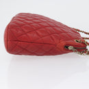 CHANEL Matelasse Chain Shoulder Bag Leather Red Gold CC Auth 169739-4