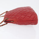 CHANEL Matelasse Chain Shoulder Bag Leather Red Gold CC Auth 169739-5