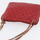 CHANEL Matelasse Chain Shoulder Bag Leather Red Gold CC Auth 169739-6