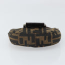 FENDI Zucca Canvas Mini Croissant Hand Bag Black Brown Silver Auth 169740SAV-5