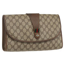 GUCCI GG Supreme Web Sherry Line Clutch Bag PVC Beige 89 01 031 Auth 169742-1