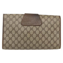 GUCCI GG Supreme Web Sherry Line Clutch Bag PVC Beige 89 01 031 Auth 169742-3
