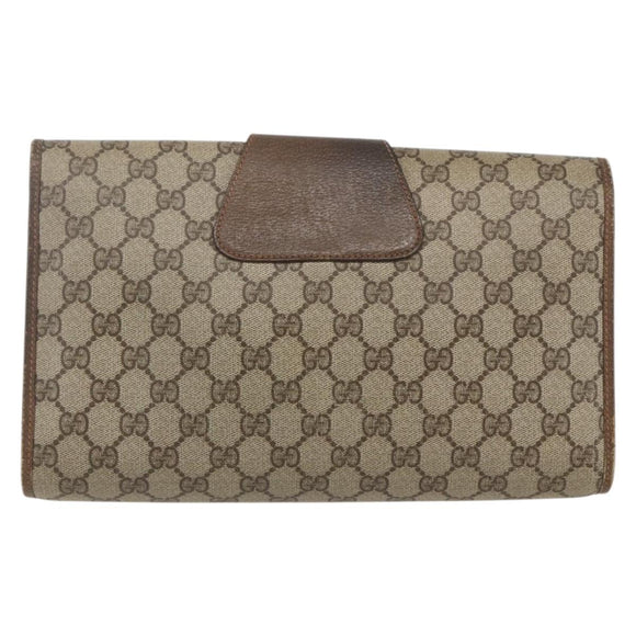 GUCCI GG Supreme Web Sherry Line Clutch Bag PVC Beige 89 01 031 Auth 169742