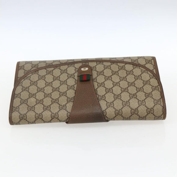 GUCCI GG Supreme Web Sherry Line Clutch Bag PVC Beige 89 01 031 Auth 169742