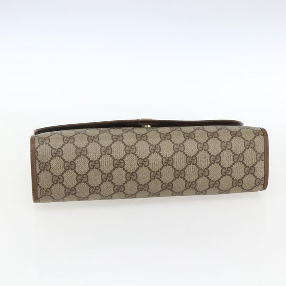 GUCCI GG Supreme Web Sherry Line Clutch Bag PVC Beige 89 01 031 Auth 169742