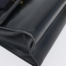 Salvatore Ferragamo Vala Hand Bag Leather 2way Navy Gold Auth 169747-13