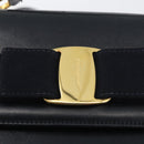 Salvatore Ferragamo Vala Hand Bag Leather 2way Navy Gold Auth 169747-17