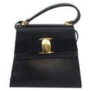 Salvatore Ferragamo Vala Hand Bag Leather 2way Navy Gold Auth 169747-2