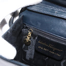 Salvatore Ferragamo Vala Hand Bag Leather 2way Navy Gold Auth 169747-23
