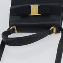 Salvatore Ferragamo Vala Hand Bag Leather 2way Navy Gold Auth 169747-6