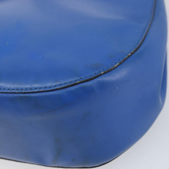 CELINE Shoulder Bag Leather Blue Gold Auth 169748