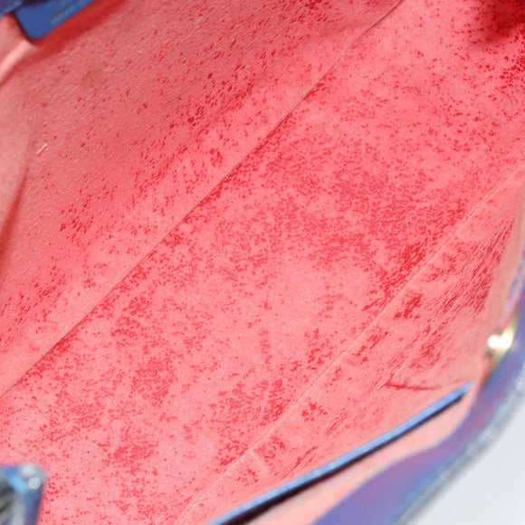 CELINE Shoulder Bag Leather Blue Gold Auth 169748