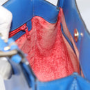 CELINE Shoulder Bag Leather Blue Gold Auth 169748-17