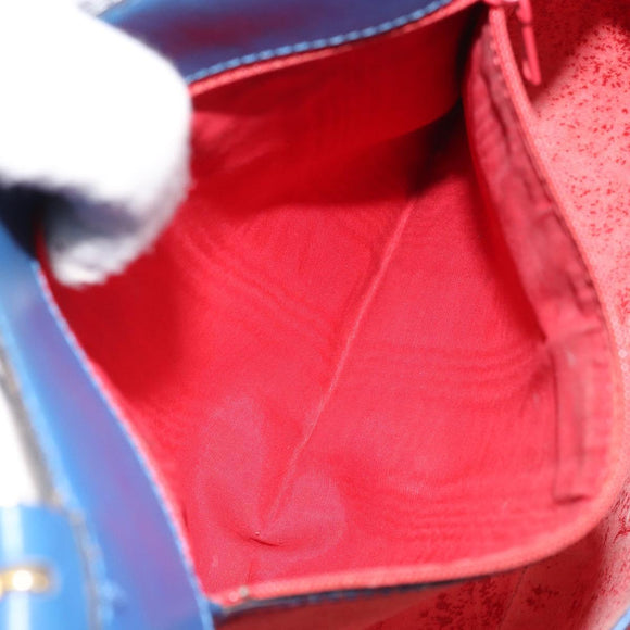 CELINE Shoulder Bag Leather Blue Gold Auth 169748