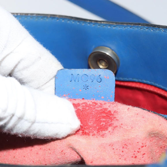 CELINE Shoulder Bag Leather Blue Gold Auth 169748