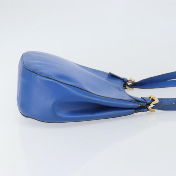 CELINE Shoulder Bag Leather Blue Gold Auth 169748
