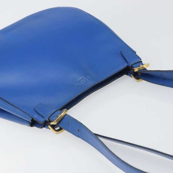 CELINE Shoulder Bag Leather Blue Gold Auth 169748
