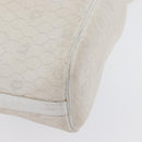 Christian Dior Honeycomb Canvas Shoulder Bag PVC White Gold Auth 169749-10